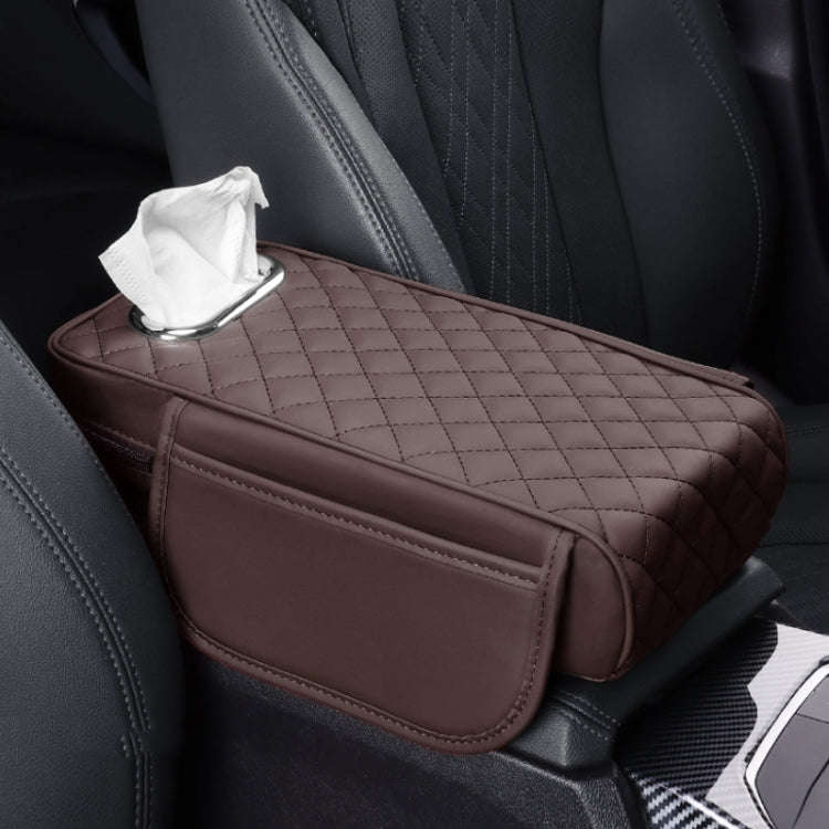 Car Armrest Box Booster Pad Widened Interior Tissue Box, Color: Mocha Brown