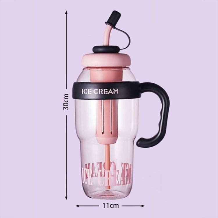 1200ml Large Capacity Lucky Belly Cup Handheld Portable Straw Cup with Tea Drain(Bud Green)