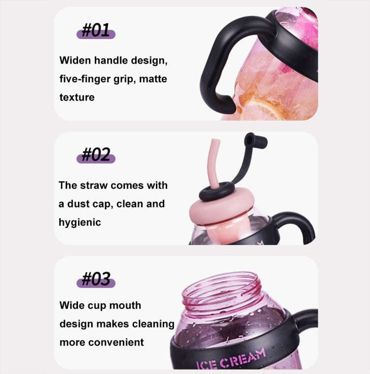 1200ml Large Capacity Lucky Belly Cup Handheld Portable Straw Cup with Tea Drain(Tulip Coffee)