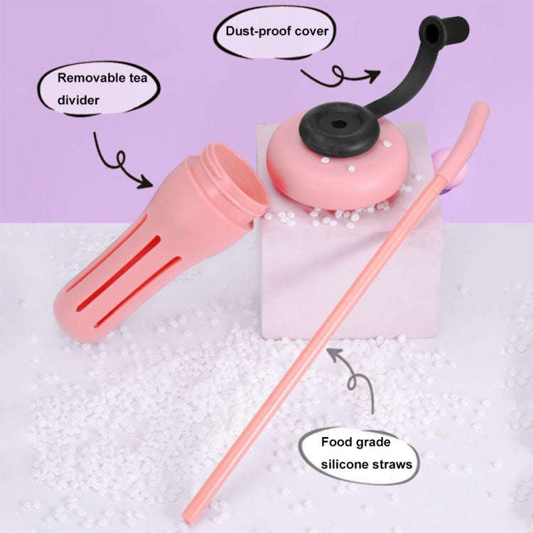 1200ml Large Capacity Lucky Belly Cup Handheld Portable Straw Cup with Tea Drain(Bud Green)