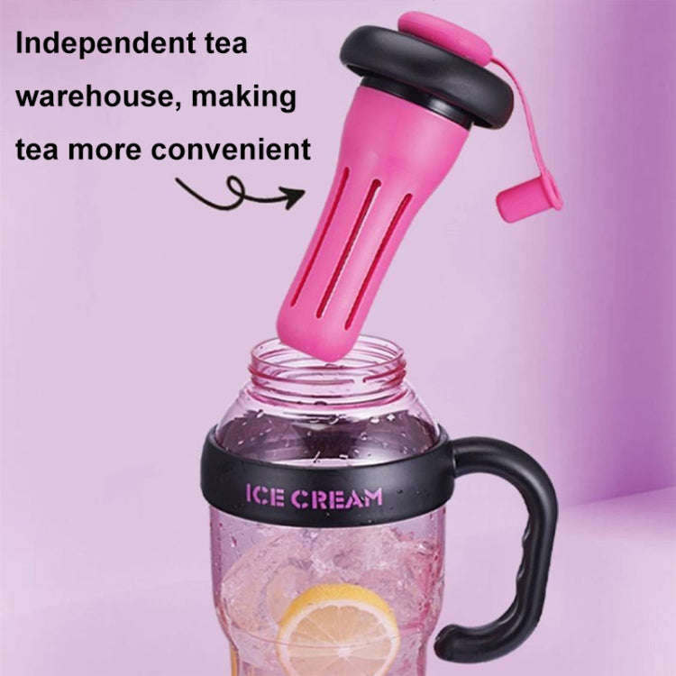 1200ml Large Capacity Lucky Belly Cup Handheld Portable Straw Cup with Tea Drain(Bud Green)