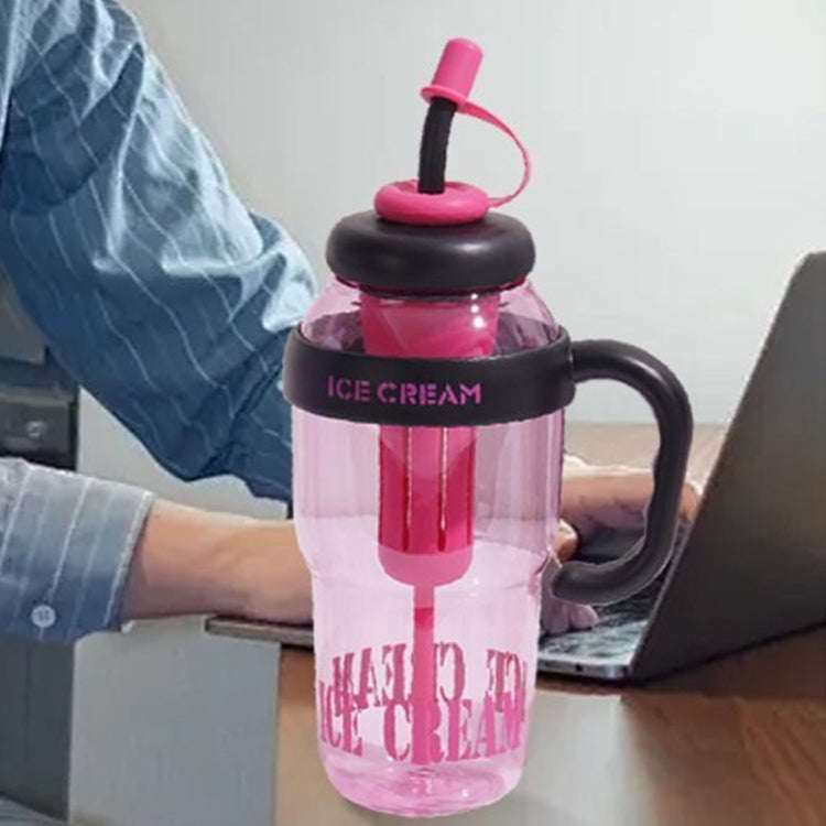 1200ml Large Capacity Lucky Belly Cup Handheld Portable Straw Cup with Tea Drain(Bud Green)