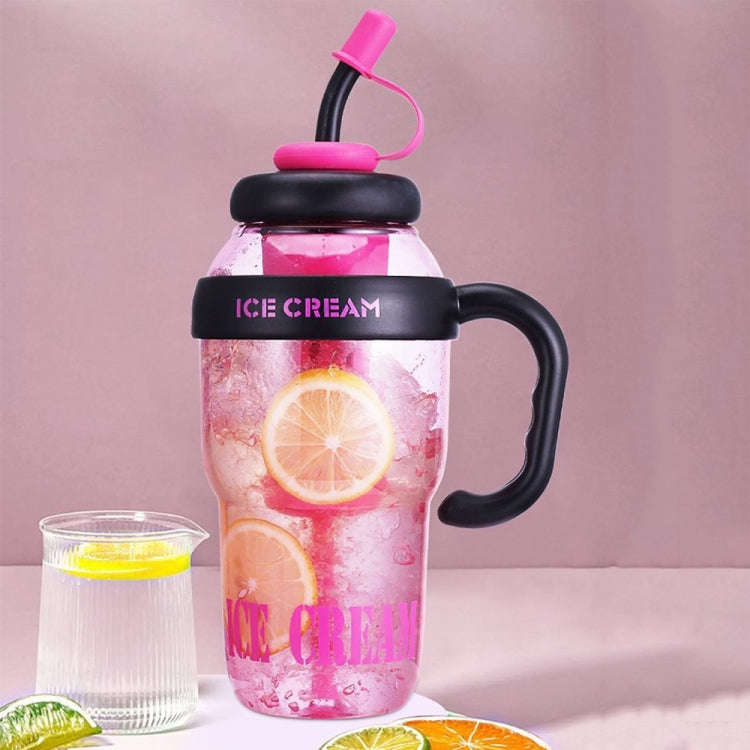 1200ml Large Capacity Lucky Belly Cup Handheld Portable Straw Cup with Tea Drain(Bud Green)