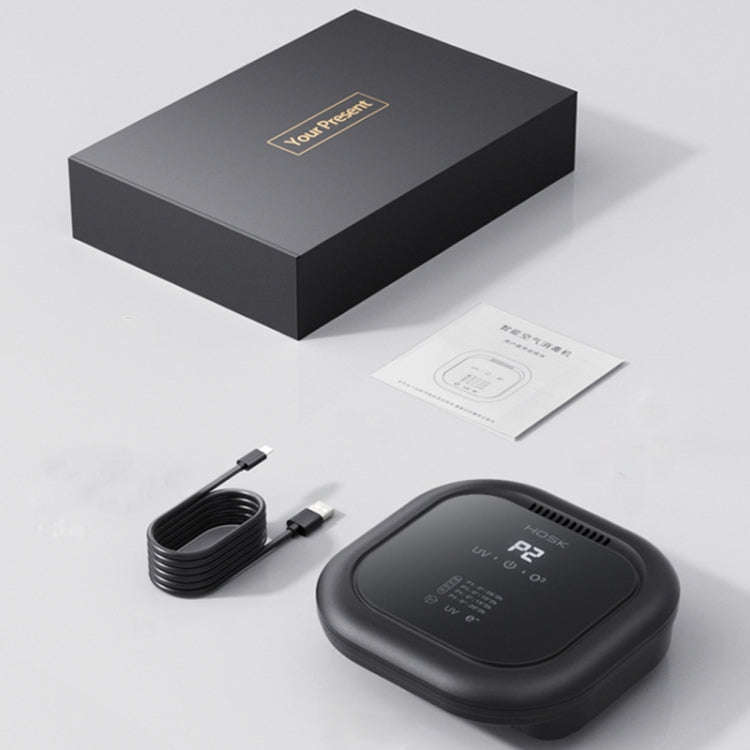 HOSK XT-01 UV Pet Air Purifier Household Deodorant Ozone Generator, Size: Charging(Black)