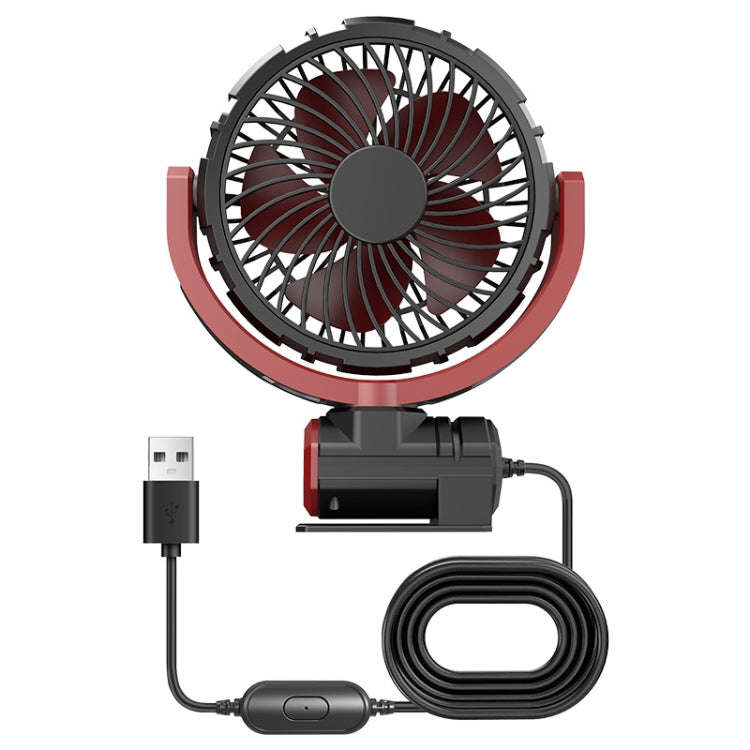 Car Foldable Steering USB Single-Head Fan(Black Red)