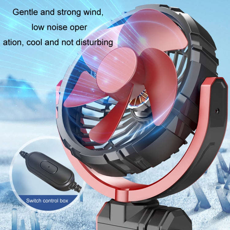Car Foldable Steering USB Single-Head Fan(Black Red)