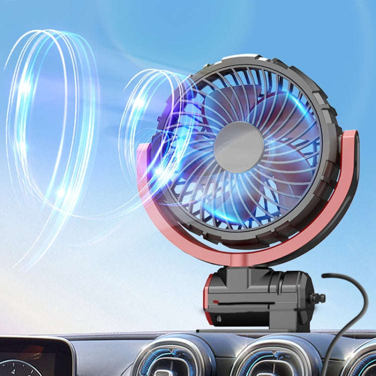Car Foldable Steering USB Single-Head Fan(Black Red)