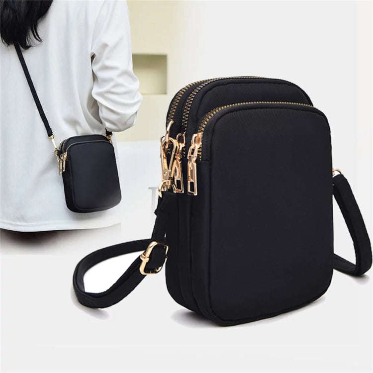 Crossbody Mobile Phone Bag Mini Vertical Coin Purse For Women Back Headphone Hole Design(Black)
