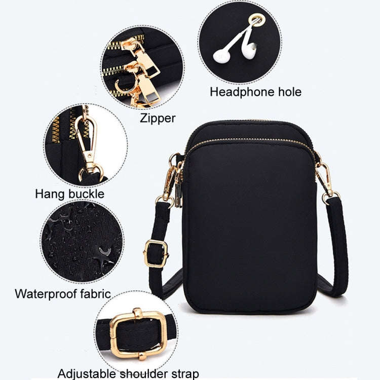 Crossbody Mobile Phone Bag Mini Vertical Coin Purse For Women Back Headphone Hole Design(Black)
