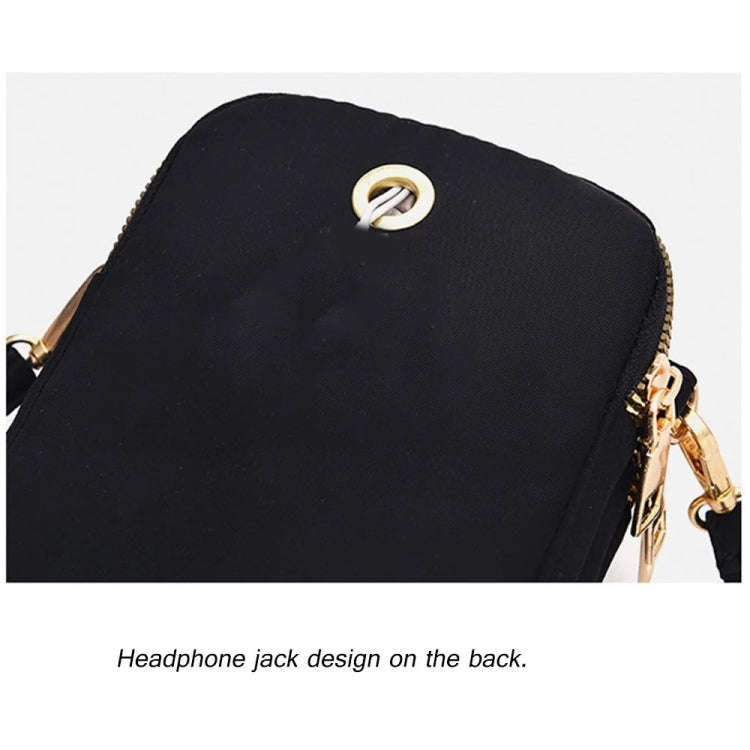 Crossbody Mobile Phone Bag Mini Vertical Coin Purse For Women Back Headphone Hole Design(Black)