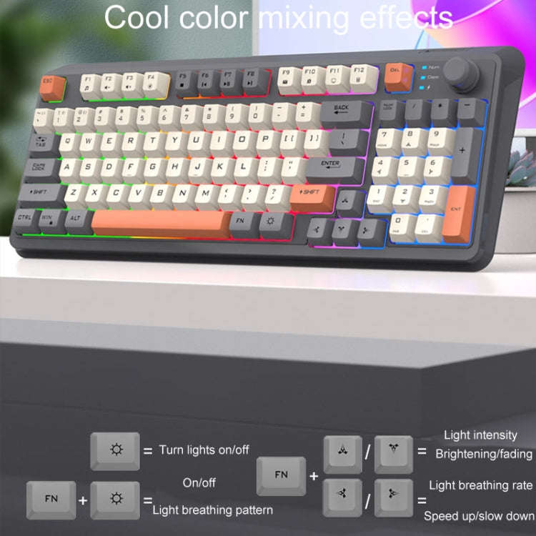 XUNSVFOX K94 Wireless Bluetooth Dual Mode Mechanical Keyboard Gaming Office Laptop Keyboard(Shimmer)
