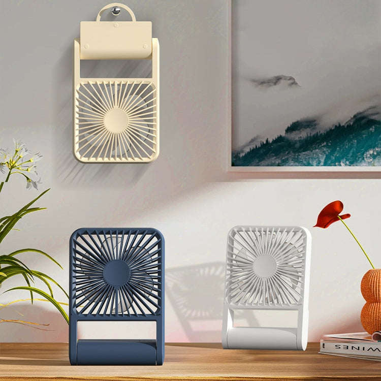 HX-123 USB Charging Wall-mounted Desktop Folding Thin and Light Small Fan(White)