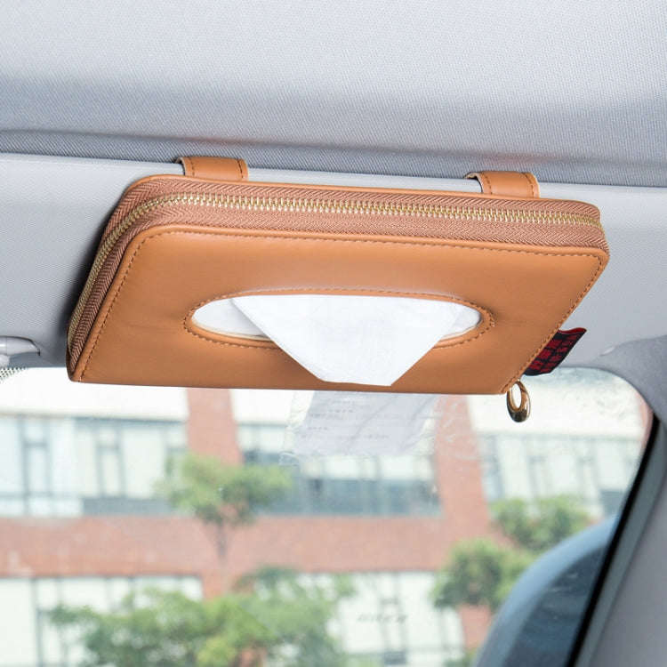 Car Sun Visor Skylight Hanging Tissue Box(H051 Brown)