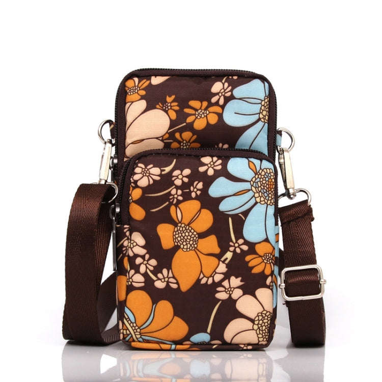 Printed Crossbody Mobile Phone Bag Mini Wallet With Arm Band, Style: Coffee Printed