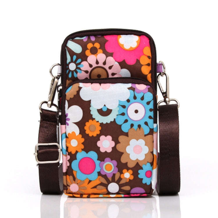 Printed Crossbody Mobile Phone Bag Mini Wallet With Arm Band, Style: Colorful Flower