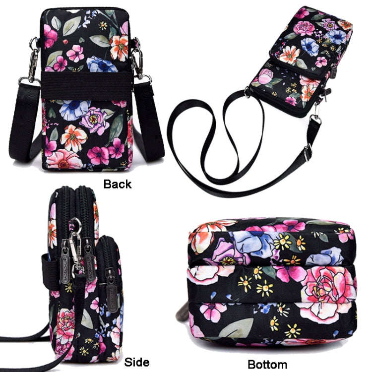 Printed Crossbody Mobile Phone Bag Mini Wallet With Arm Band, Style: Rural Flower