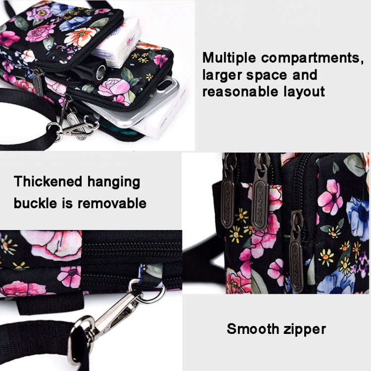 Printed Crossbody Mobile Phone Bag Mini Wallet With Arm Band, Style: Rural Flower