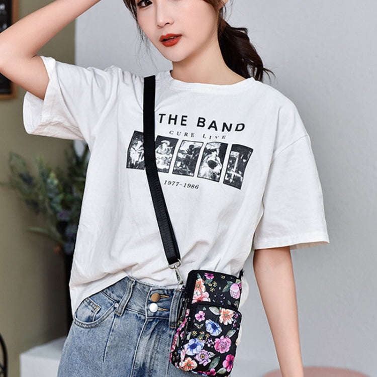 Printed Crossbody Mobile Phone Bag Mini Wallet With Arm Band, Style: Rural Flower