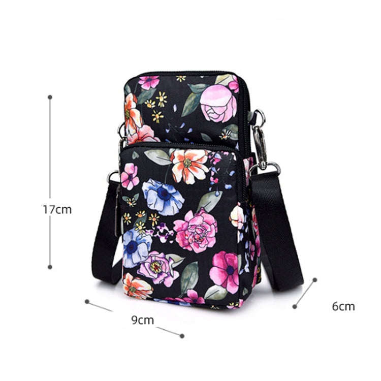 Printed Crossbody Mobile Phone Bag Mini Wallet With Arm Band, Style: Rural Flower