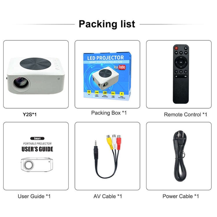 Y2S 1080P Mini LED WiFi Projector Support Wireless Wired Screen Mirroring Youtube Version(UK Plug)