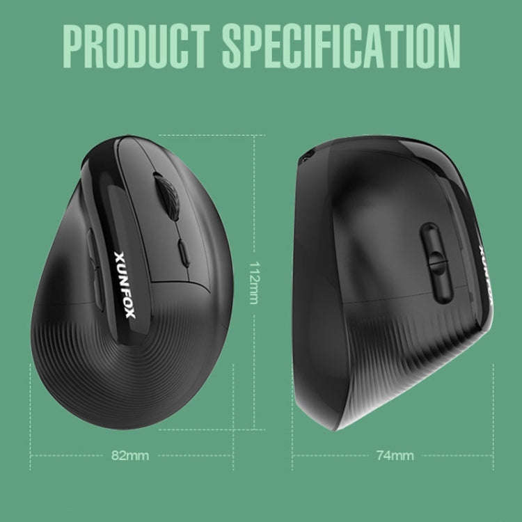 XUNSVFOX H5 Upright Vertical Dual Mode Mouse Rechargeable Wireless Business Office Mouse(White)
