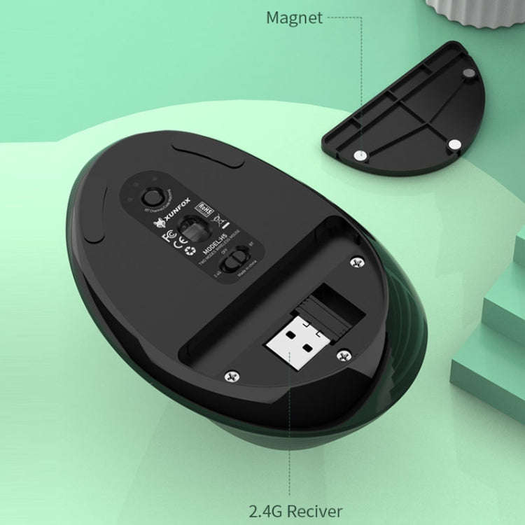 XUNSVFOX H5 Upright Vertical Dual Mode Mouse Rechargeable Wireless Business Office Mouse(Black)
