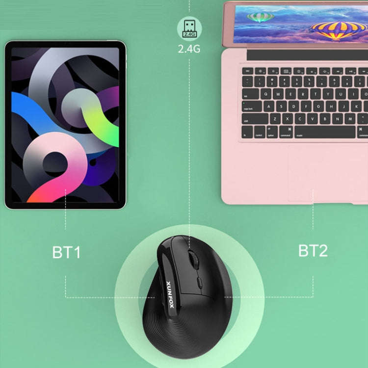XUNSVFOX H5 Upright Vertical Dual Mode Mouse Rechargeable Wireless Business Office Mouse(Pink)