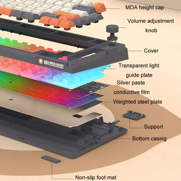XUNSVFOX K81 Laptop Gaming Office Wired Illuminated Keyboard(Shimmer)
