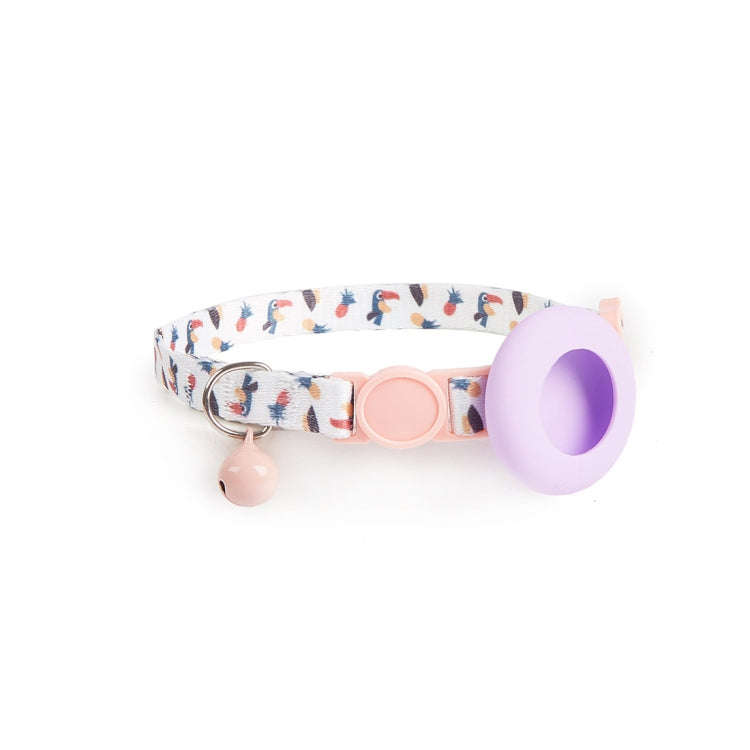For AirTag Pet Collar Holder Print Design Case with Bell and Safety Buckle, Style: Pineapple Parrot