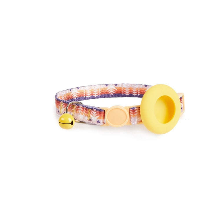 For AirTag Pet Collar Holder Print Design Case with Bell and Safety Buckle, Style: Orange Storm