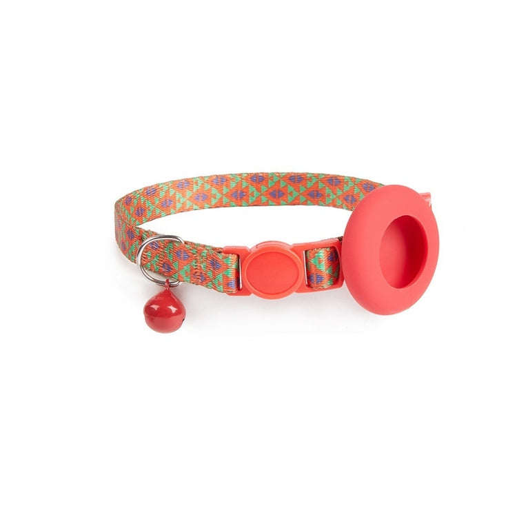 For AirTag Pet Collar Holder Print Design Case with Bell and Safety Buckle, Style: Red Geometry