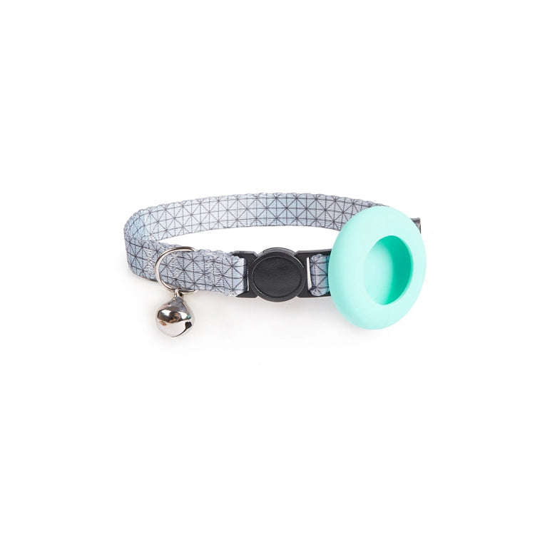 For AirTag Pet Collar Holder Print Design Case with Bell and Safety Buckle, Style: Gray Grid