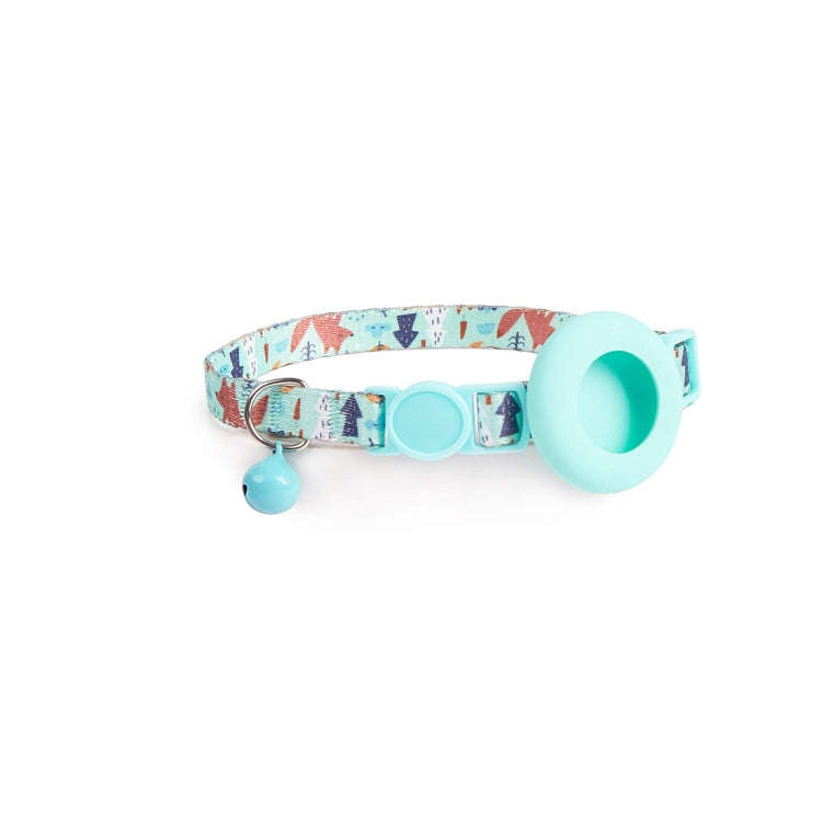For AirTag Pet Collar Holder Print Design Case with Bell and Safety Buckle, Style: Blue Forest