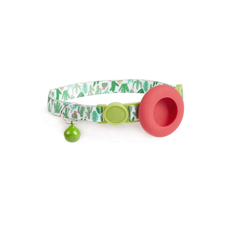 For AirTag Pet Collar Holder Print Design Case with Bell and Safety Buckle, Style: Green Jungle