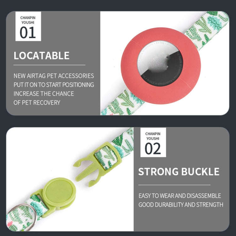For AirTag Pet Collar Holder Print Design Case with Bell and Safety Buckle, Style: Lemon Ocean