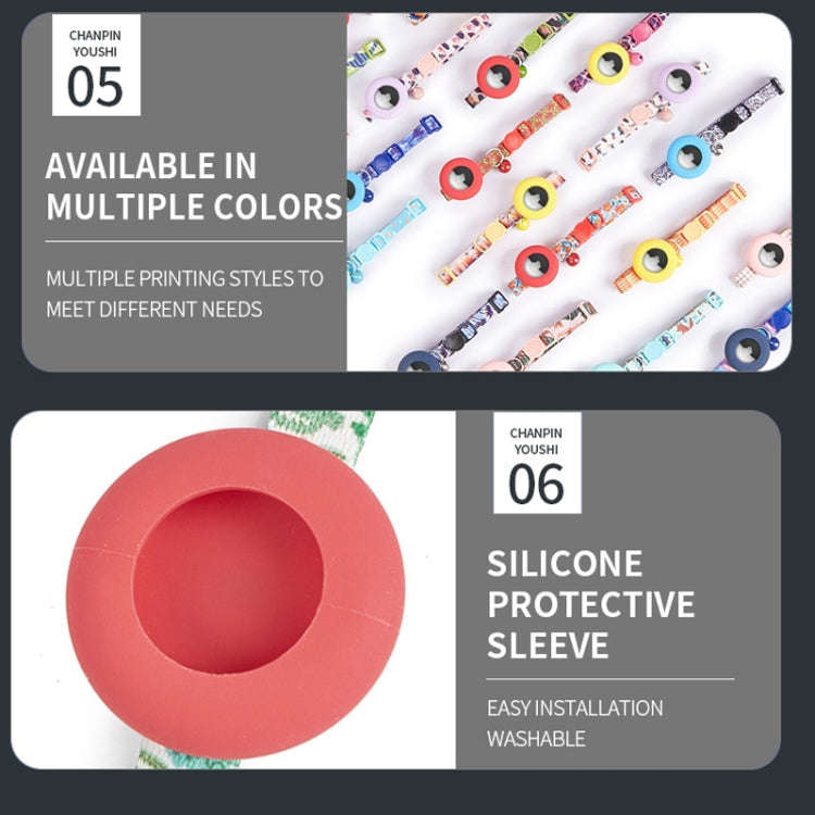 For AirTag Pet Collar Holder Print Design Case with Bell and Safety Buckle, Style: Red Flowers