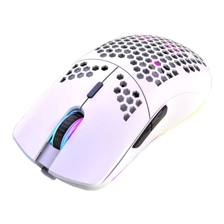 XUNSVFOX XYH80 Hollow Hole Rechargeable Wireless Gaming Mouse RGB Light Computer Office Mouse(White)