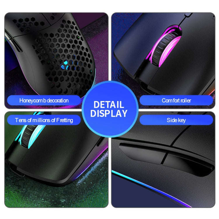 XUNSVFOX XYH80 Hollow Hole Rechargeable Wireless Gaming Mouse RGB Light Computer Office Mouse(Blue)