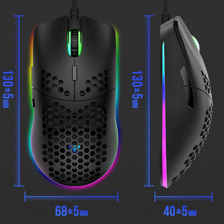 XUNSVFOX XYH90 Wired Hollow Hole Mouse RGB Illuminated Macro Programming Gaming Mouse(Black)