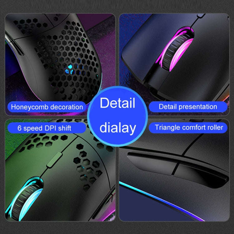 XUNSVFOX XYH90 Wired Hollow Hole Mouse RGB Illuminated Macro Programming Gaming Mouse(Black)