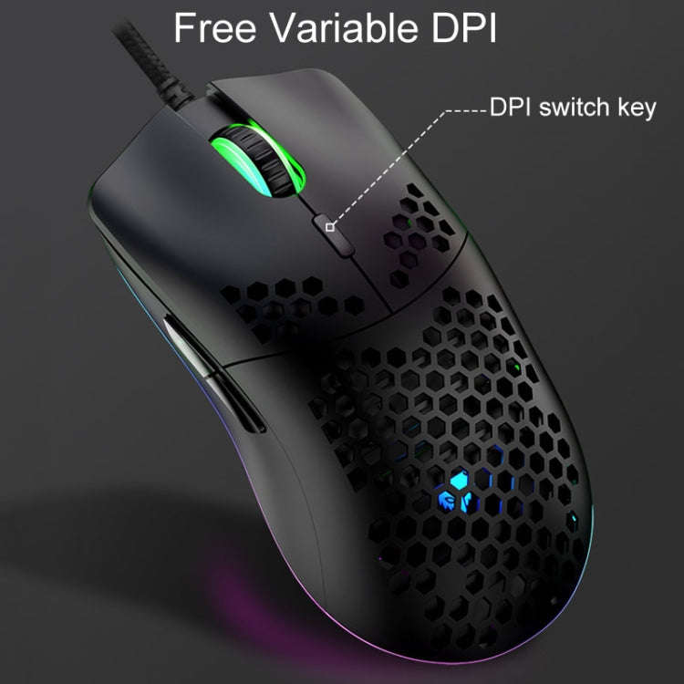 XUNSVFOX XYH90 Wired Hollow Hole Mouse RGB Illuminated Macro Programming Gaming Mouse(Black)