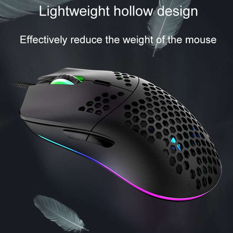 XUNSVFOX XYH90 Wired Hollow Hole Mouse RGB Illuminated Macro Programming Gaming Mouse(Black)
