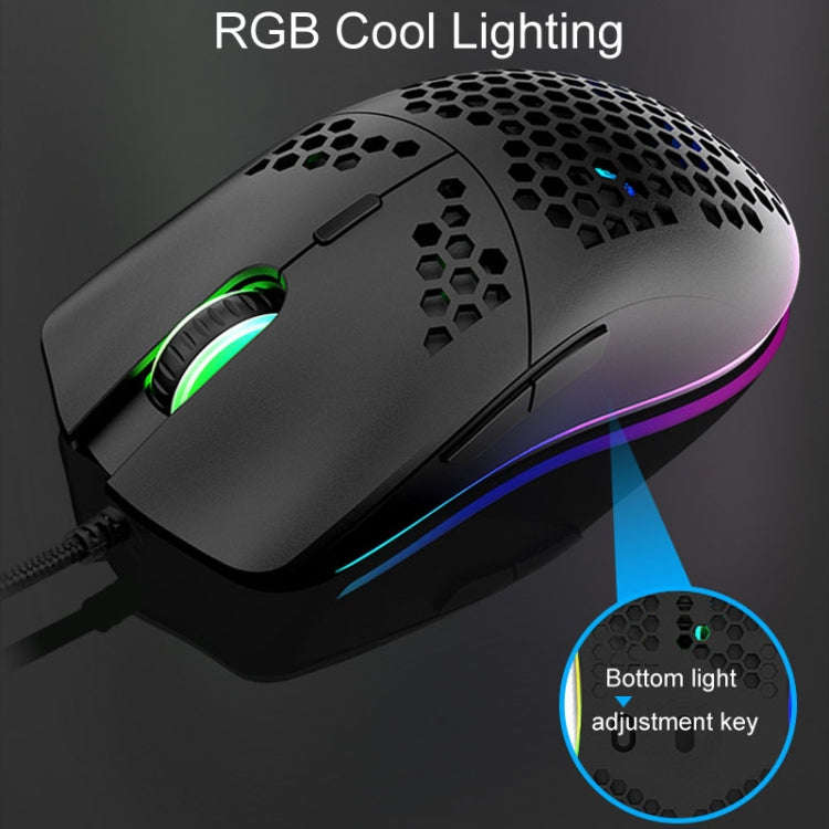 XUNSVFOX XYH90 Wired Hollow Hole Mouse RGB Illuminated Macro Programming Gaming Mouse(Black)