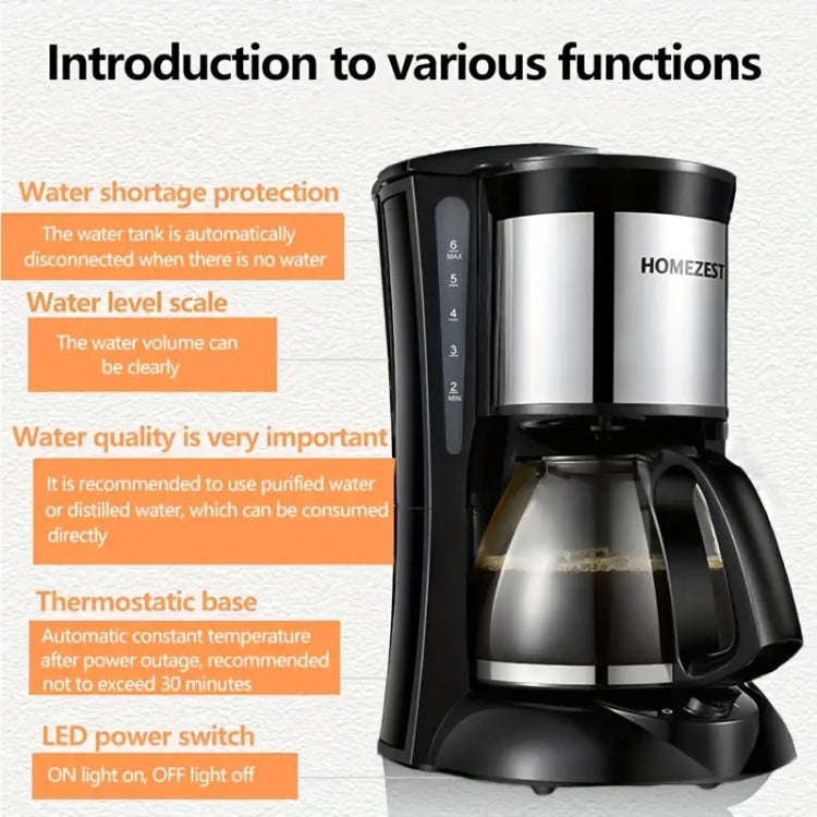 HOMEZEST 600W 0.65L  Automatic Drip Coffee Maker with Glass Carafe 2-6 Cup Capacity(323 Black UK ...