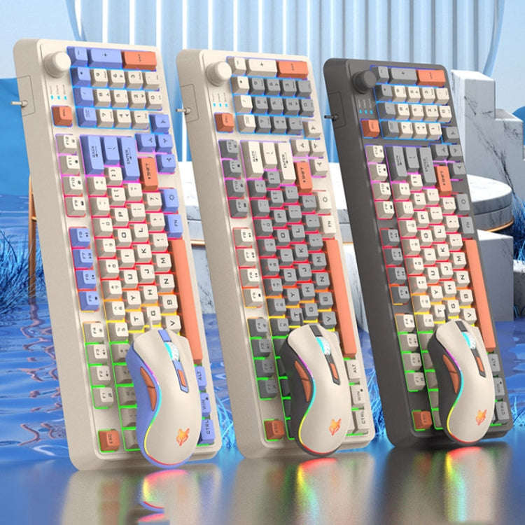 XUNSVFOX K820 Wired Gaming Mechanical Feeling 94 Keys Keyboard And Mouse Set(Shimmer)