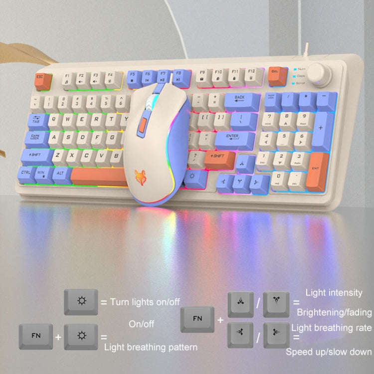 XUNSVFOX K820 Wired Gaming Mechanical Feeling 94 Keys Keyboard And Mouse Set(Shimmer)