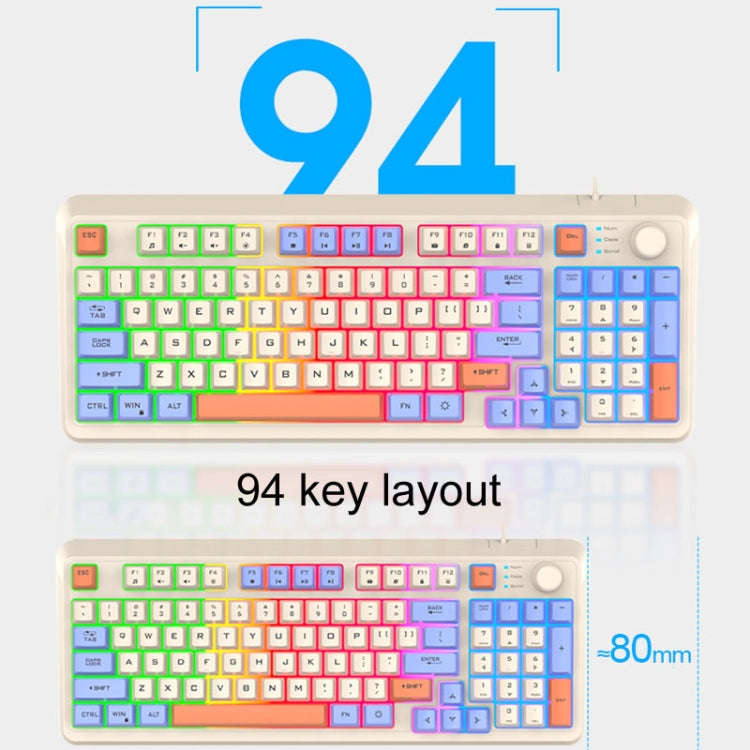XUNSVFOX K820 Wired Gaming Mechanical Feeling 94 Keys Keyboard And Mouse Set(Shimmer)