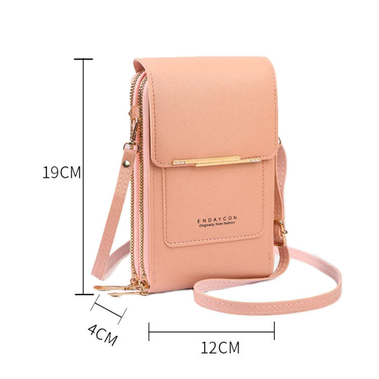 Touch Screen Crossbody Mobile Phone Bag Multifunctional Zipper Coin Purse(Deep Pink)