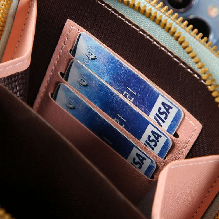 Touch Screen Crossbody Mobile Phone Bag Multifunctional Zipper Coin Purse(Light Pink)