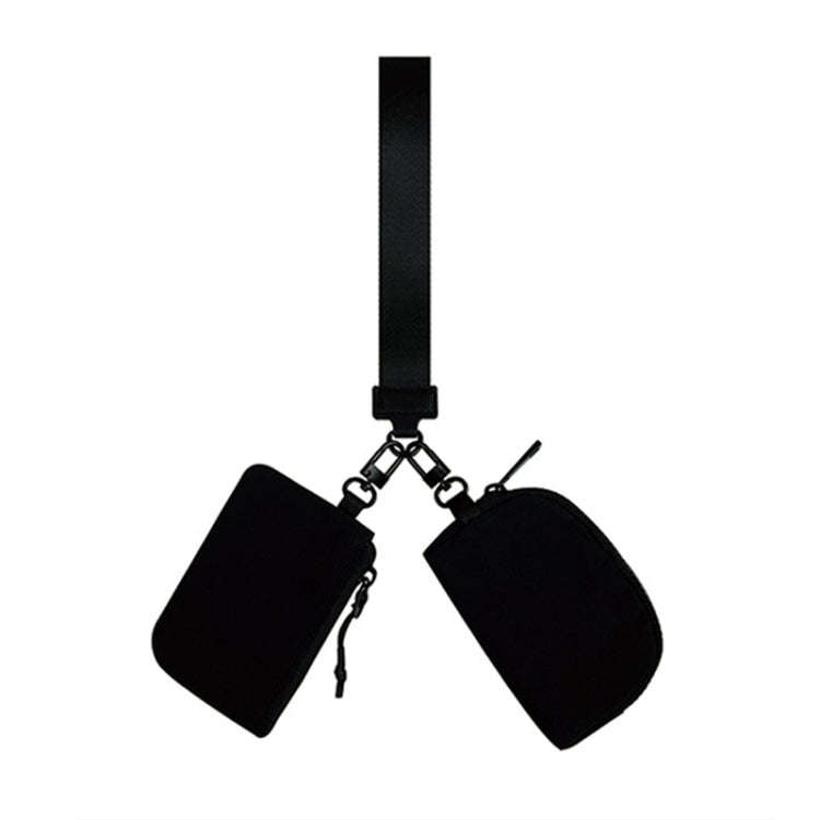 2-in-1 Portable Wrist Bag Card Holder Mini Coin Storage Bag(Black/Black)
